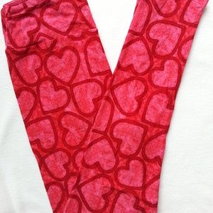 New LuLaRoe Leggings OS Red & Pink hearts